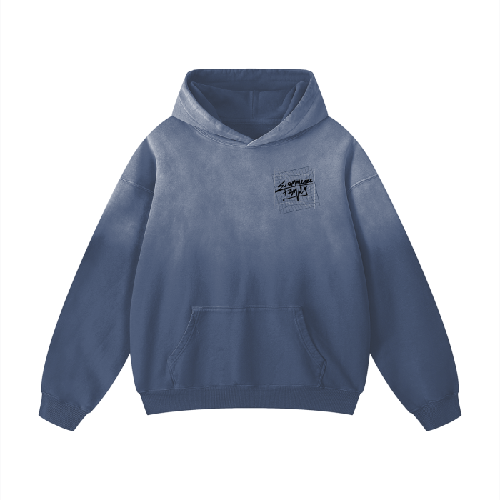 Blue Washed EF Script Hoodie